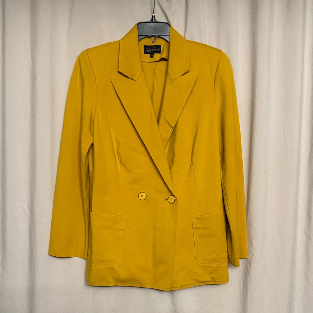 Luisa Spagnoli Raw Hem Jacket/Blazer, Size 46 US 14/16, Color Mustard Yellow